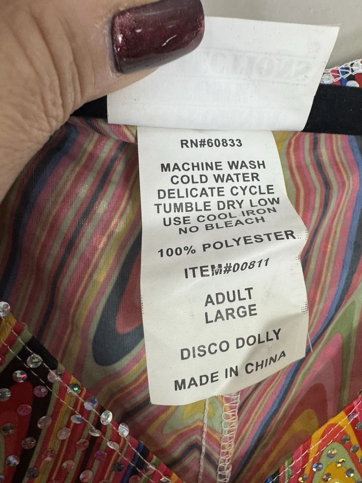 California Costume Womens Large Psychedelic 70s Disco Dolly Dress Go Go Dancer - Image 4 of 4