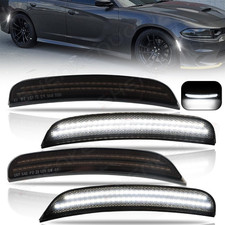 White Led Side Marker Lights For Dodge Charger 2015-2023 Smoked Lens Front Rear