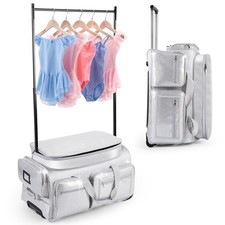 Dance Bag with Garment Rack 28"Glitter Silver Dance Costumes Rolling Bags