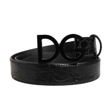 DOLCE & GABBANA Belt Men Black Exotic Leather Logo Buckle 95cm / 38in 1250usd