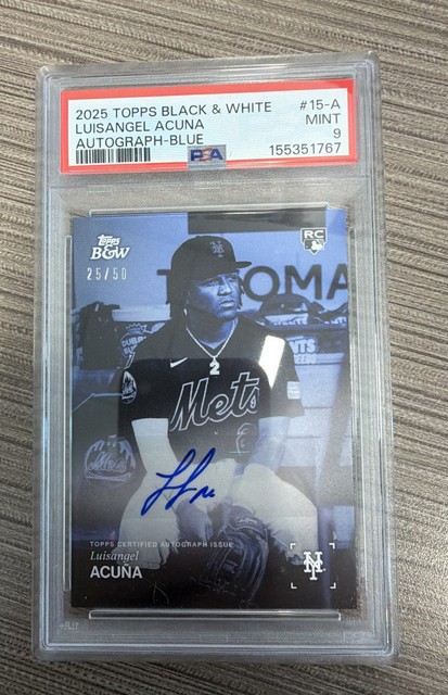 2025 Topps Black & White - Luisangel Acuna #015A Blue Autographs /50 (AU, RC)