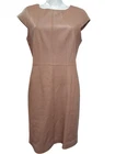 Autograph Exclusive Women's Knee Length Dress Size L Brown Leather Zip Back