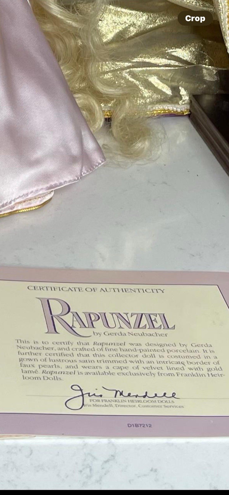 "Rapunzel" Franklin Heirloom Porcelain Fairy Tale Doll Gerda Neubacher Porcelain