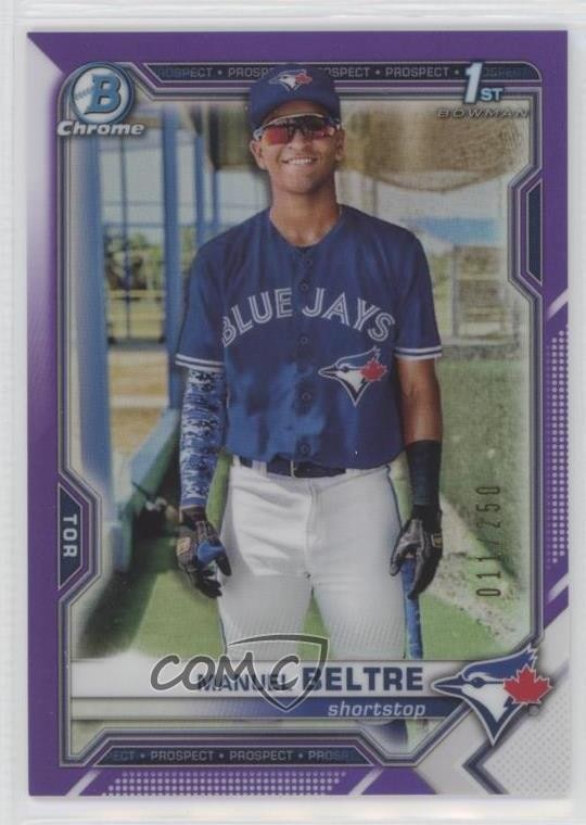 2021 Bowman Chrome Prospects Purple Refractor 11/250 Manuel Beltre #BCP-244 10ld