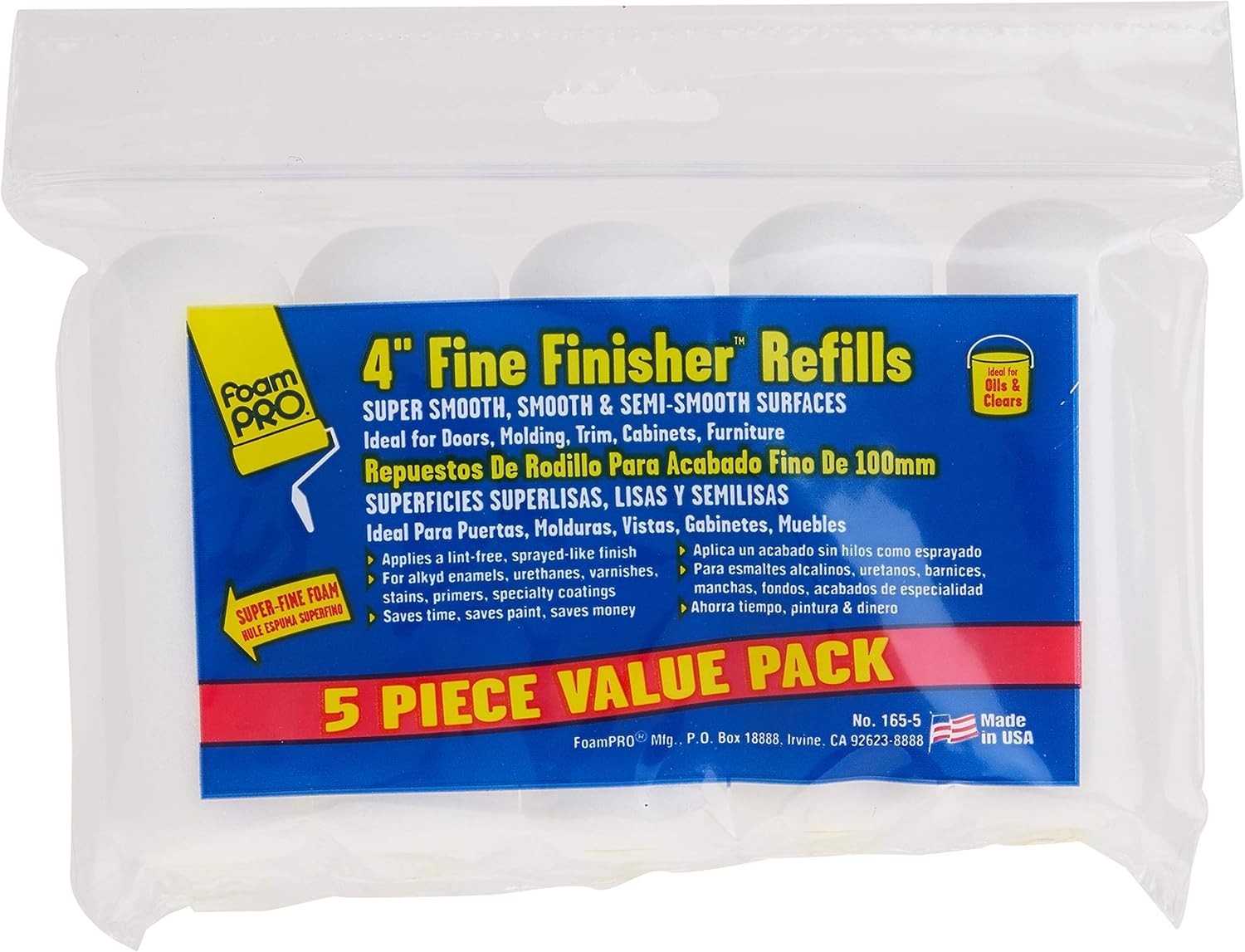 Washable & Reusable 4” Foam Paint Roller Covers - 5 Pack for DIY Projects