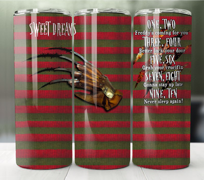 20oz Stainless Steel Tumbler   Horror-Inspired Sweater Pattern with Funny Quote