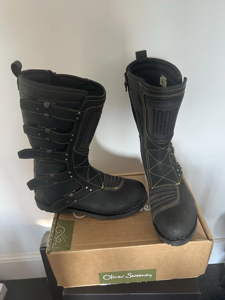 1CON Bota de Moto Elsinore Negra Rara Uk12.5 Hombres Bota Botas de Moto Uk12 Foto 2 de 4