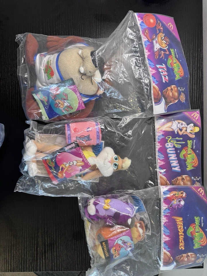 Винтажный 1996 McDs пространства JAM плюшевая игрушка WB Looney Tunes новый запечатанный полный комплект - Изображение 3 из 4