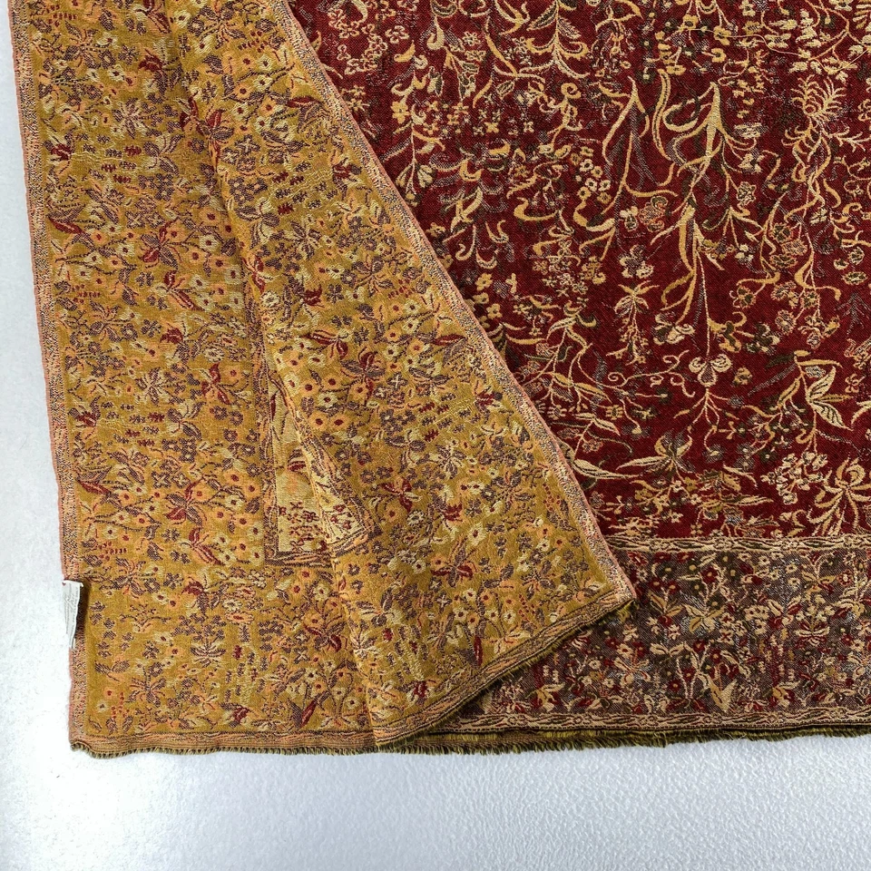 METROPOLITAN MUSEUM OF ART Table Cloth Tapestry Throw Jacquard Wool Burgundy NEW - Image 2 of 4