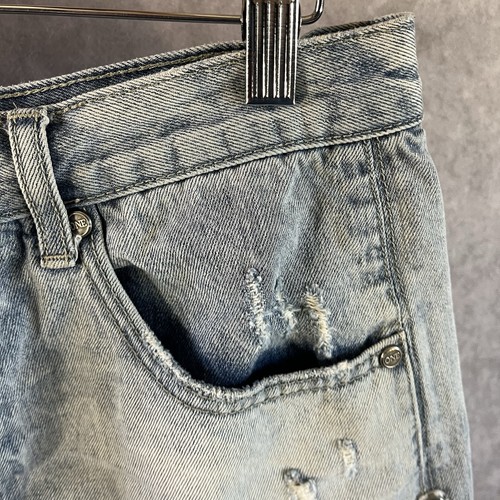 Pantalones Cortos de Jean One Teaspoon Mujer 28 Azul Claro Lavado Botón Corte Daisy Duke Denim - Imagen 5 de 11