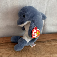 Ty Beanie Babies Dolphin Peluche Sac de Fèves Peluche avec Étiquette Coeur Vintage 1993