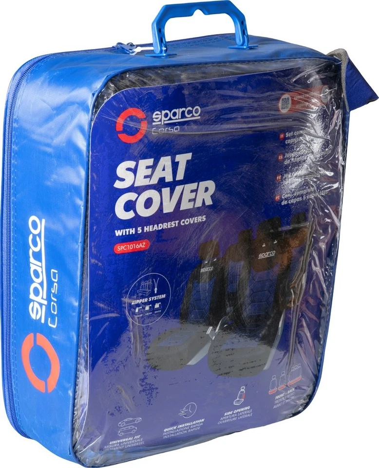 Set completo SPC1016 coprisedili per auto universali nero/blu nido d'ape SPARCO - Imagen 3 de 4