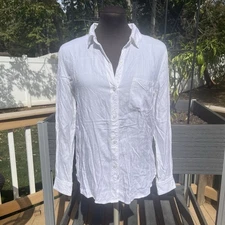 Rails Women’s Hunter Ivory Check Button Down Shirt Size S White Windowpane