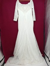 White Lace Wedding Dress by Hebeos Size 14