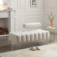 53.2" Upholstered Entryway Bench,Morden Channel Tufted Ottoman with Adjustable B