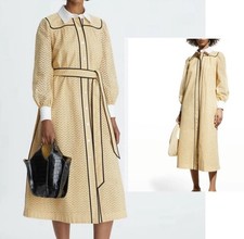Tory Burch Honeycomb Eyelet Artist Midi Shirt Dress Sun Glo Size 6 EUC