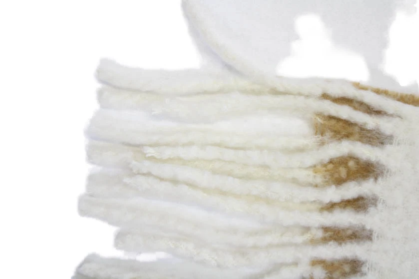 Madewell 女式条纹条纹装饰长方形围巾米色白色 — 第 3/4 张图片