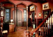 Stair Hall, Kingscote, Newport, R.I., Victorian, Richard Upjohn, Postcard