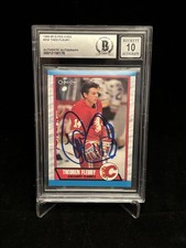Theo Fleury 1989-90 O-Pee-Chee Rookie Autograph Card #232 BAS 10 Auto. rookie card picture