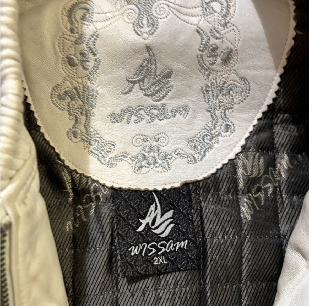 Al Wissam Men's Embroidered Leather the source magazine jacket sz
