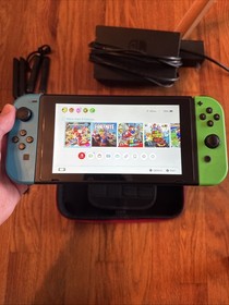 Nintendo Switch HAC-001 Console w/ Neon Green & Blue Joy-Cons &ndash; Excellent Cond!
