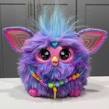 Furby Purple Plush Tie Dye Interactive Toy 2023 Glowing Ears Tested Works