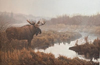 Daniel Smith S/N Moose Art Print End of Autumn with Cert 32.5''x21''
