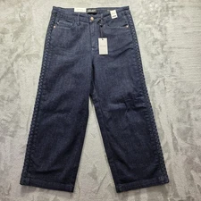 Judy Blue Jeans Womens 13/31 Dark Wash High Waist Wide Leg Braided Side JB8885T