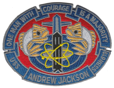 4'' NAVY USS ANDREW JACKSON SSBN-619 ONE MAN COURAGE MAJORITY EMBROIDERED PATCH