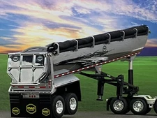1/64 DCP CHROME/BLACK MAC MAC'SIMIZER ROUND BOTTOM DUMP TRAILER W/ BLACK TARP