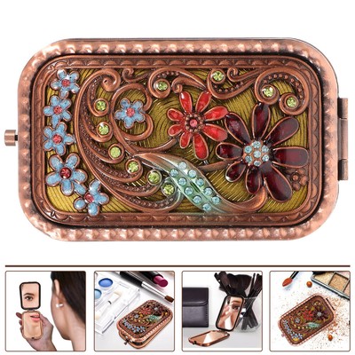 Miroir De Maquillage Pliable Double Face - Format Poche 7,5x7,5 Cm - Verre Résistant, Bords Antidérapants - Voyage