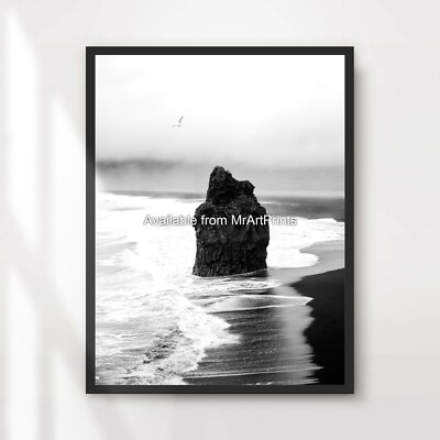 Schwarz-Weiß Strand Kunst Minimalistischer Druck Poster Wand Bild Deko A4 A3 A2 A1