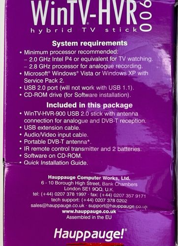 Unopened HAUPPAUGE! WinTV-HVR 900 model 1184 Freeview Digi Tuner for PC / Laptop - 第 3/6 張圖片