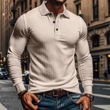 Men's Long Sleeve Slim Fit Polo Shirts Summer Shirts Casual Golf Shirt