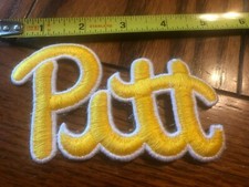Vintage Pitt Panthers Script Pitt Logo Sew On Patch 4 1/2 inches x 2 1/2 Inches