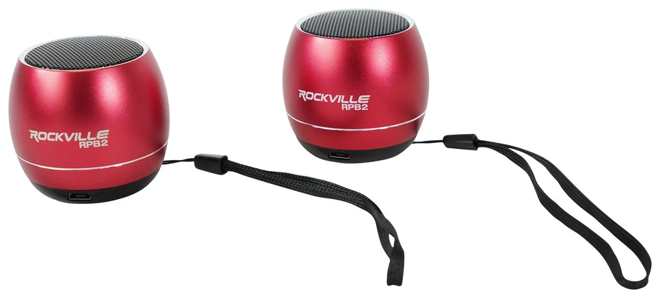 Par de altavoces portátiles Bluetooth Rockville RPB3-RED de mano con conexión inalámbrica