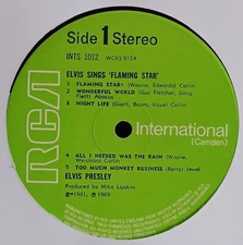 (10) Elvis Presley - Elvis Sings 'Flaming Star' LP (no cover)