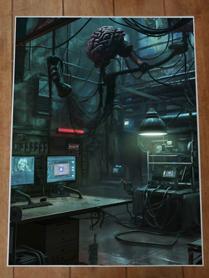 Surreal Sci-Fi Laboratory Dystopian Poster 18x24in