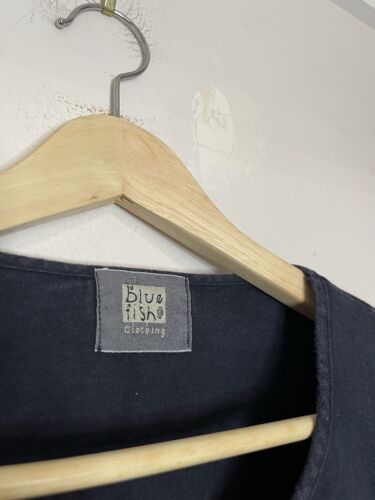 T-shirt donna pesce blu vintage nero bambù arte tg 2 1999 top arte da indossare - Foto 3 di 8