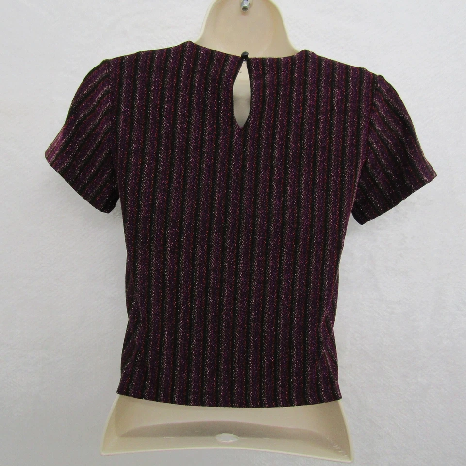Blusa Top Pullover Manga Corta Cuello Redondo Rojo Marrón Mediana para Niñas Foto 3 de 4