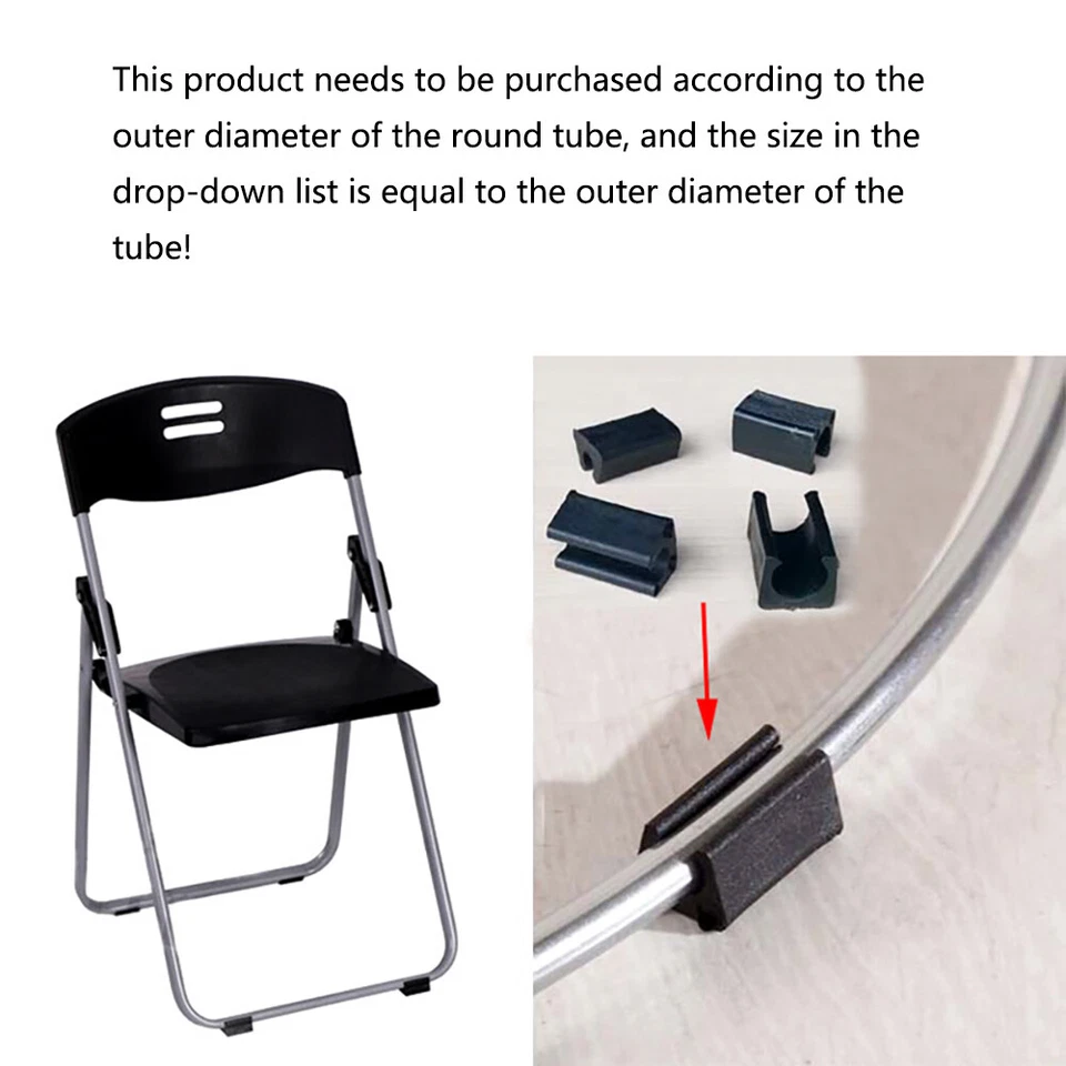 Clip on Sled Chair Glides U Shaped Non-slip Tube Caps Pipe Clamp Tilt Dia 6-14mm - Image 4 of 4