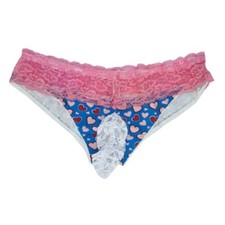 Blue Lace Top Heart Panty w/ Pouch Sissy, Crossdresser, Feminine Lingerie