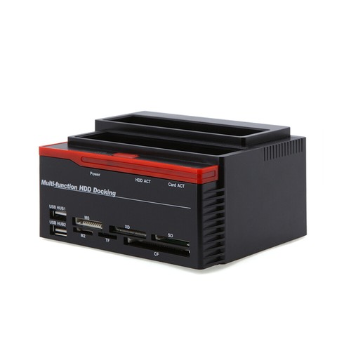 2.5''/3.5'' Dual-Bay SATA IDE HDD Docking Station Hard Drive Card Reader E0G9 - Picture 4 of 11