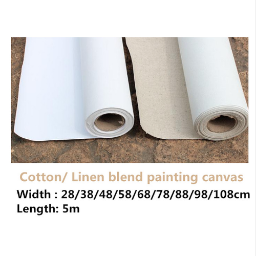 Primed Canvas Roll 5m Blank Oil Painting Cotton Linen Blend High