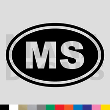 Mississippi MS State Oval Vinyl Die Cut Decal Sticker