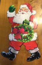 vtg articulated 24 paper Santa wall hanging as is