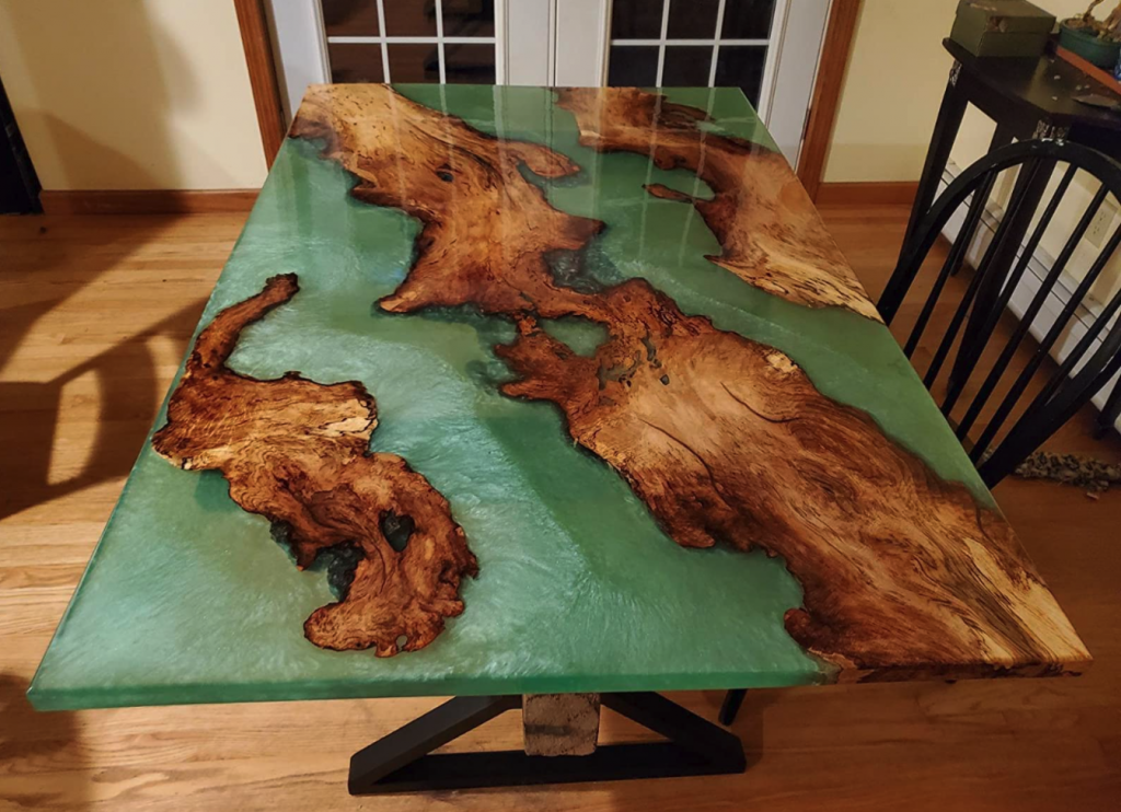 Epoxy Resin Green Table Top for Living Room and Office Decor