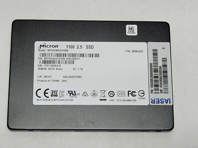 Micron 1100 2TB 2048GB 2.5 SATA SSD MTFDDAK2T0TBN Solid State Drive 83%+ Health