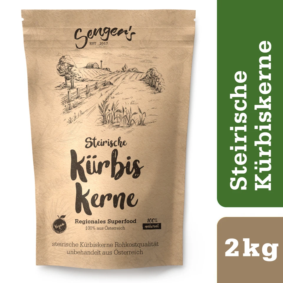 2 kg steirische Kürbiskerne Kürbiskern Rohkostqualität unbehandelt vegan 2.000g - Bild 1 von 4