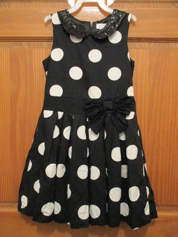 Est. 1989 Place Girls Black Polka Dot Dress Size 8